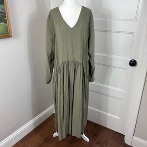 Ruti Olive Green Long Sleeve Dress Size L